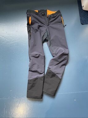 Quechua Men's Cargo Pants in Gray with Orange Accents